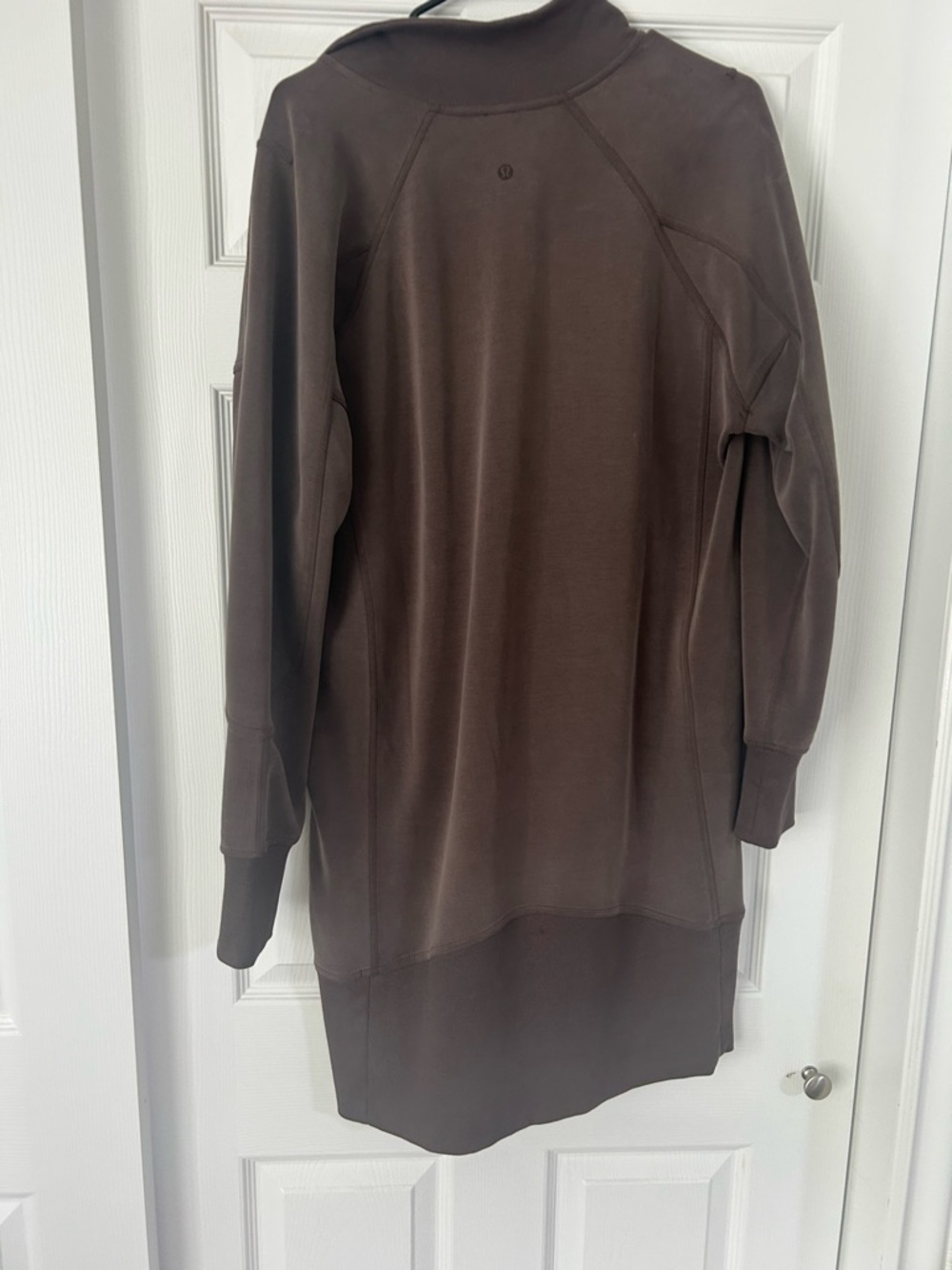 Casual Half-Zip Sweatshirt Dress in Brown - Picture 4 of 8